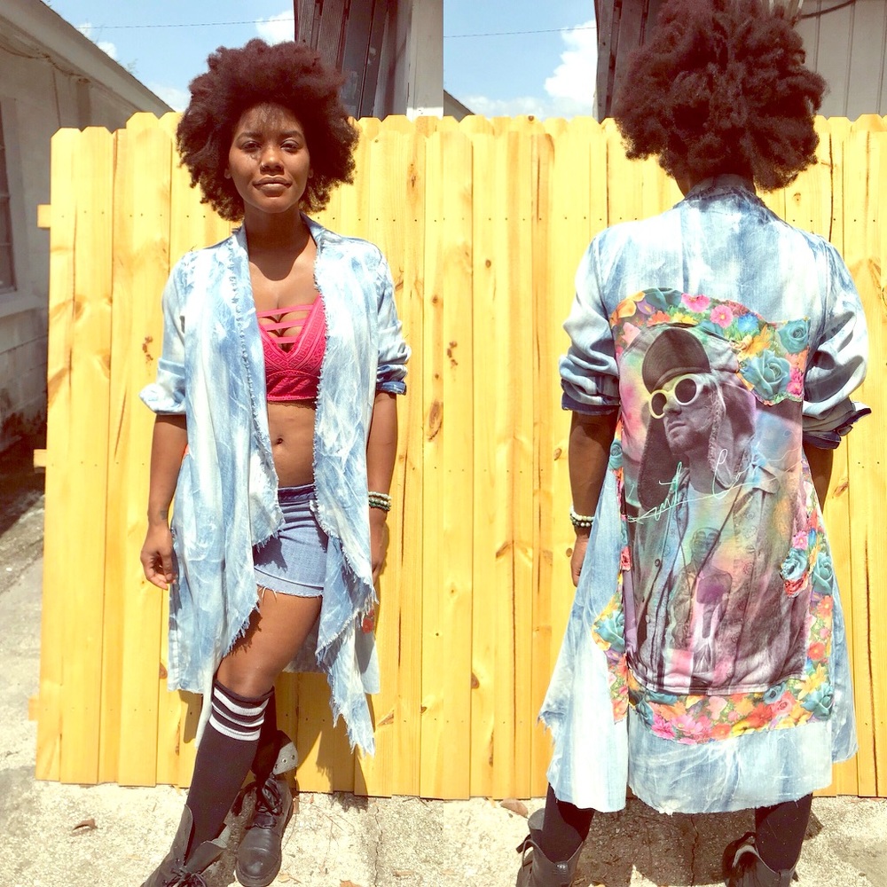 NEW Kurt Cobain Rainbow Aura Duster/ Free Size